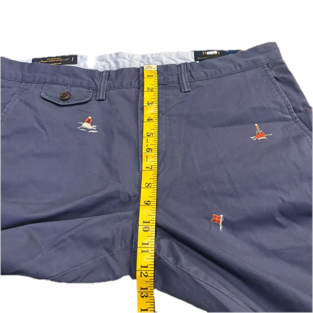 Polo Ralph Lauren Mens Navy Nautical Embroidered Stretch Straight Pant 34x32 NWT